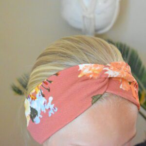 Coral Floral Women's Twist Headband