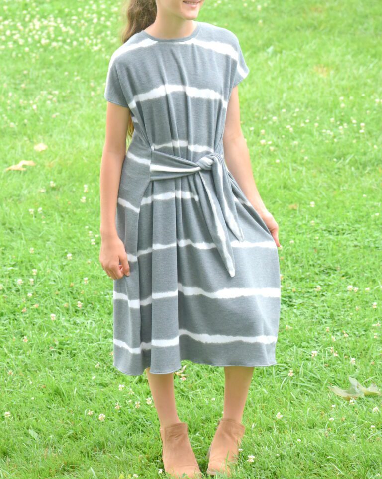 Green and White Striped Girls Dress