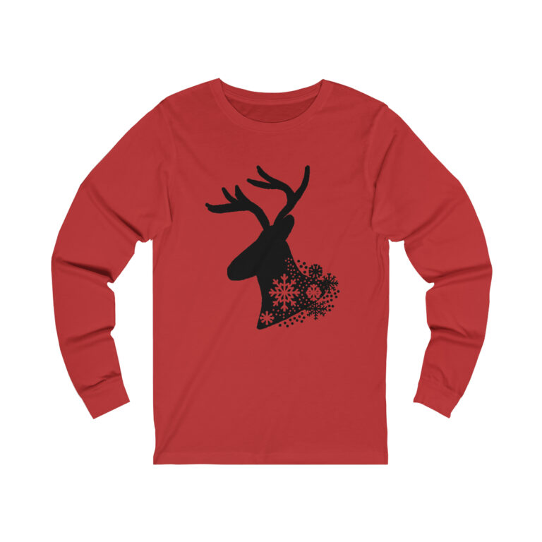 Christmas Deer & Snowflake Long Sleeve Tee