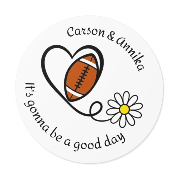 Heart, Football, Daisy Round Vinyl Stickers