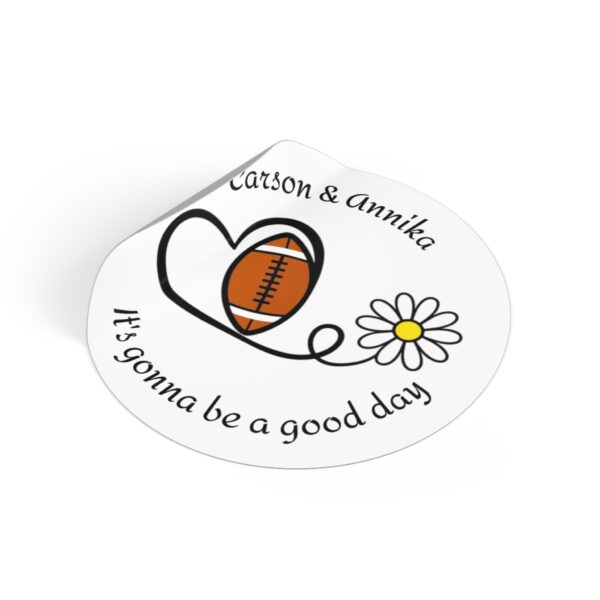 Heart, Football, Daisy Round Vinyl Stickers - Image 2