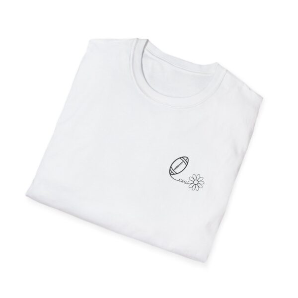 Football and Daisy Design Adult Unisex Softstyle T-Shirt - Image 4