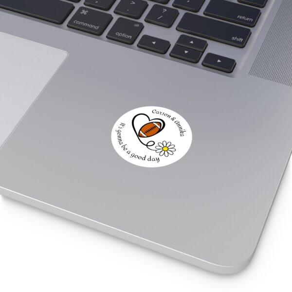 Heart, Football, Daisy Round Vinyl Stickers - Image 4